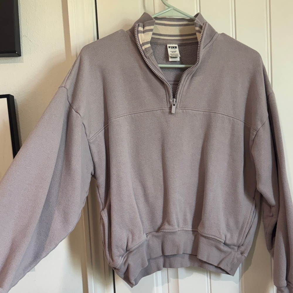 PINK Victoria's Secret Half-Zip Fleece Pullover - Light Lavender